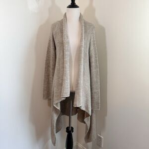 Fenn Wright Manson Metallic Gold Oat Knit Waterfall Cardigan Open Front M